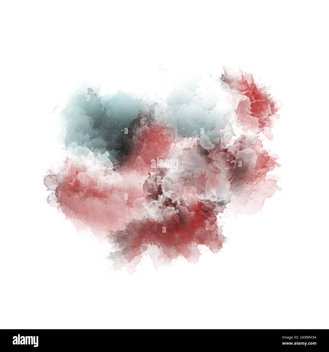 Pittura artistica in tonalità di rosso , blu e grigio. Colorate gli spruzzi di vernice. Moderna arte astratta. Foto Stock