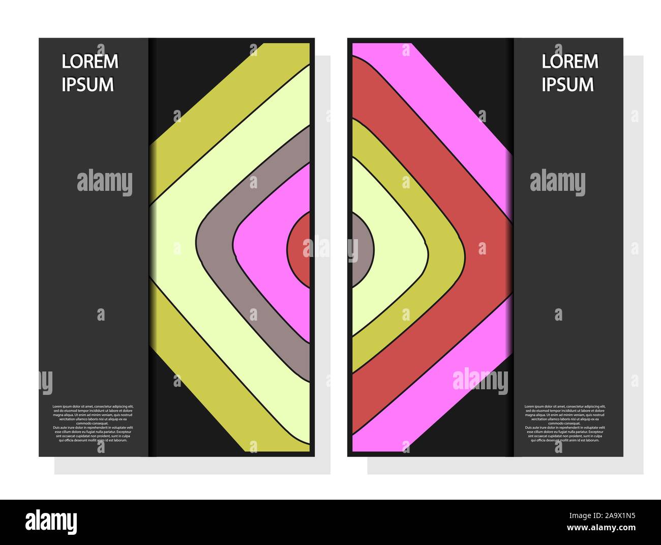 Set di copertura modificabili i formati con abstract disegno geometrico per brochure, rivista, flyer, opuscolo, relazione annuale. Abstract background. Illustrazione Vettoriale