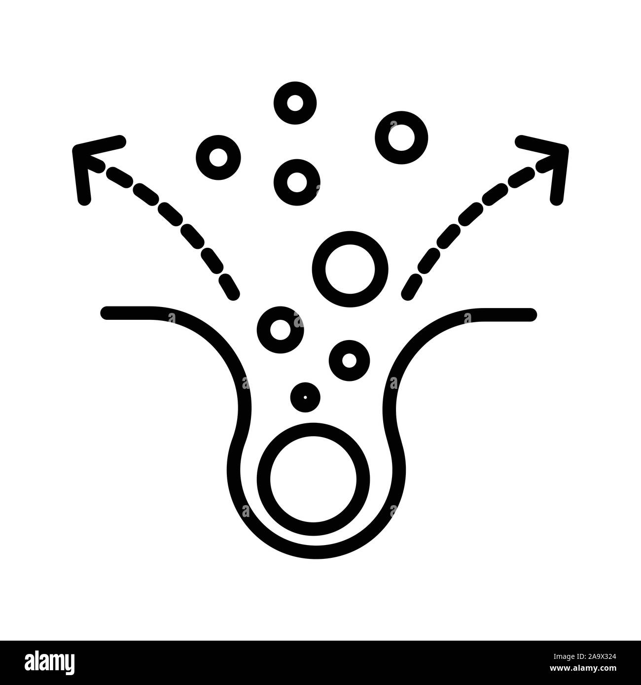 Pulizia dei pori, cura della pelle del viso, pulizia viso, isolato icona linea Illustrazione Vettoriale