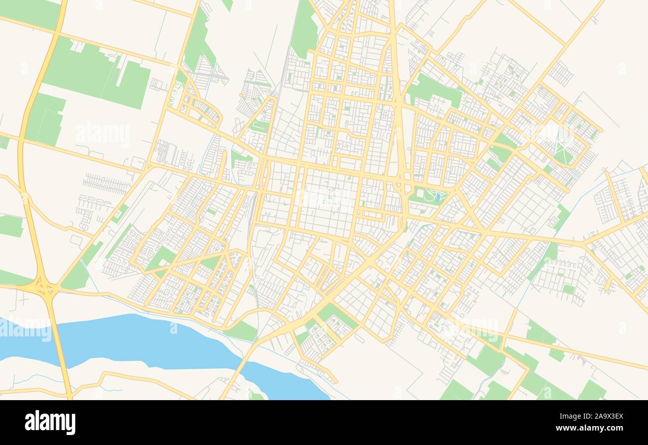 Versione stampabile cartina stradale di Rancagua, Cile. Mappa modello per uso aziendale. Illustrazione Vettoriale