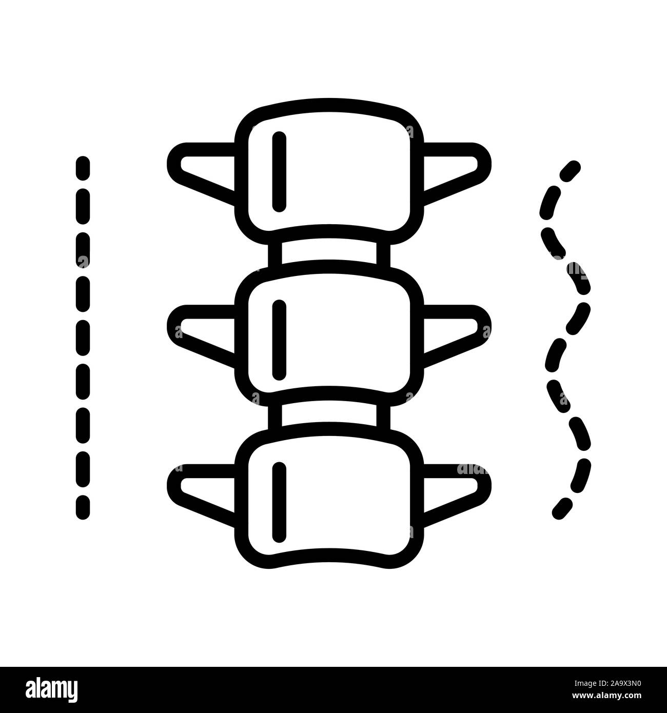 Struttura anatomica della colonna vertebrale o scheletro isolati Icona di linea Illustrazione Vettoriale