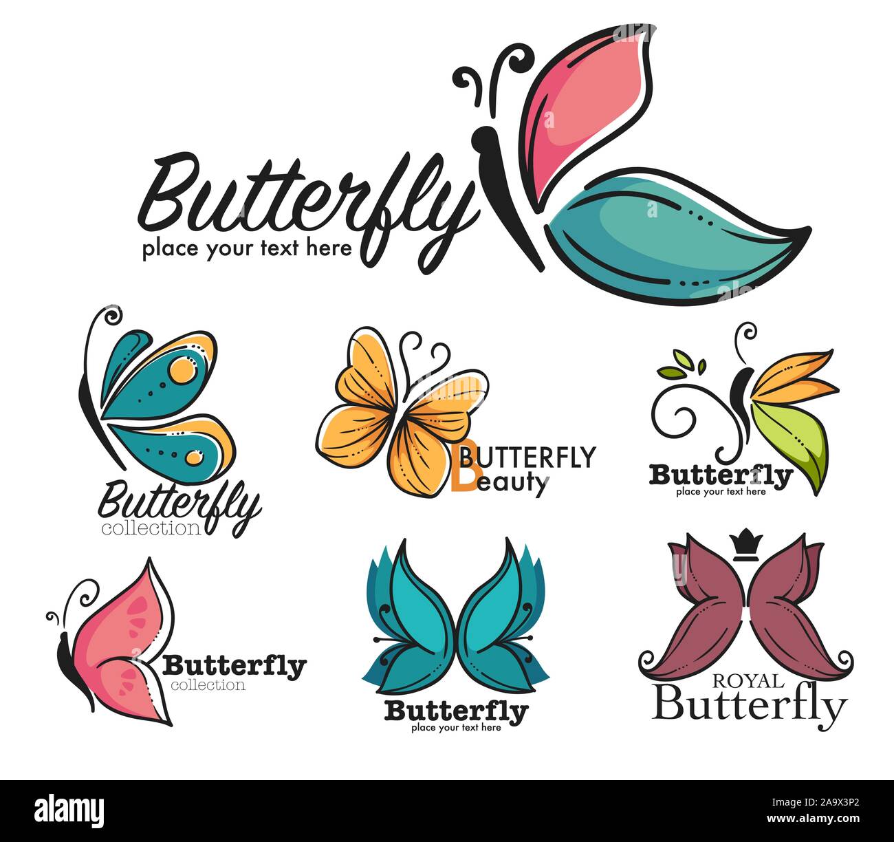 Bellezza e moda, butterfly corporate identity icona isolato Illustrazione Vettoriale