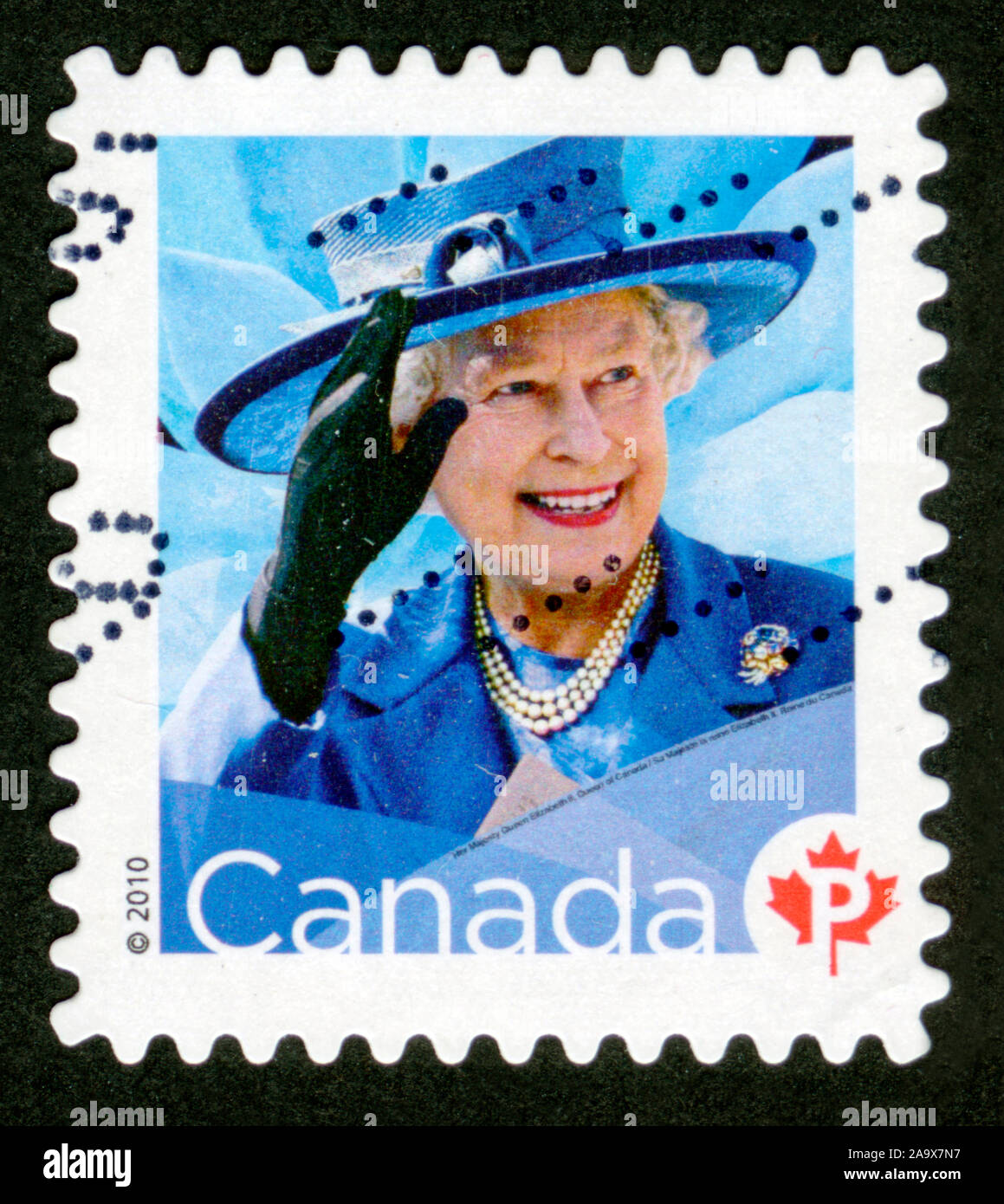 Stampa del timbro in Canada,Queen Elizabeth II Foto Stock
