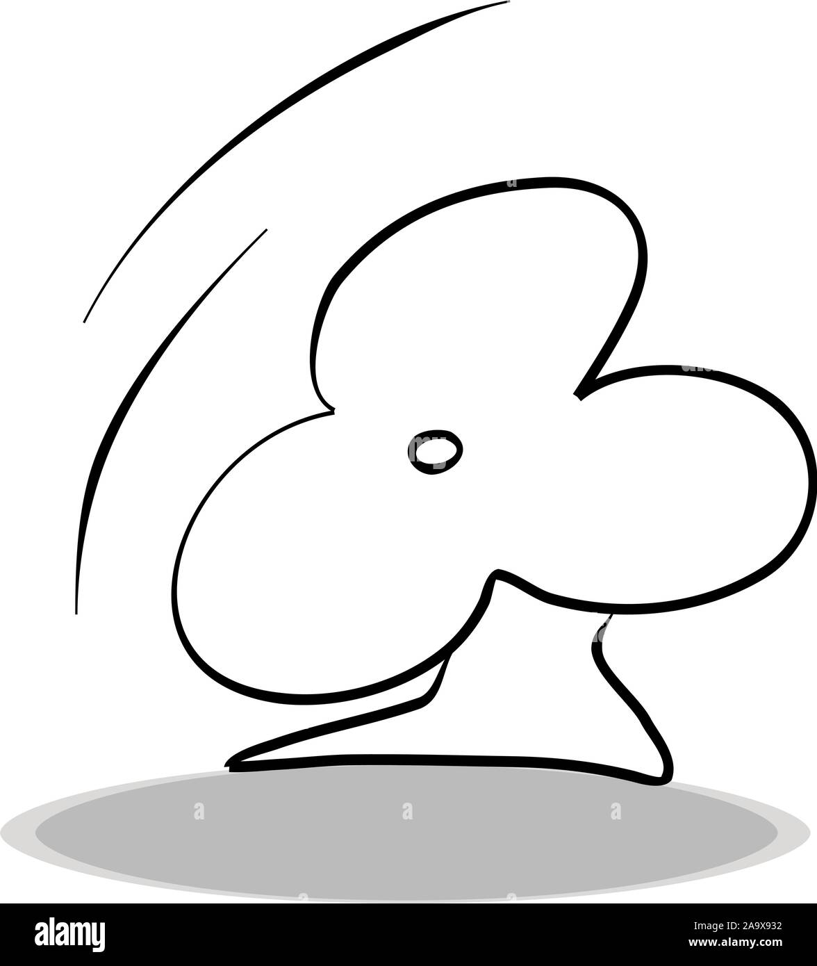 Icona della ventola su sfondo bianco, design piatto, del disegno a mano. Illustrazione di attrezzature climatiche, contorno di Symbol Illustrazione Vettoriale