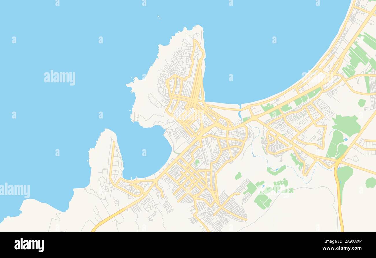 Versione stampabile cartina stradale di Coquimbo, in Cile. Mappa modello per uso aziendale. Illustrazione Vettoriale