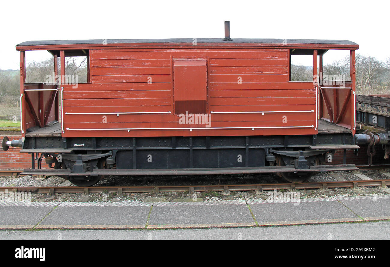 Un Vintage protezioni Van da un britannico treno merci. Foto Stock