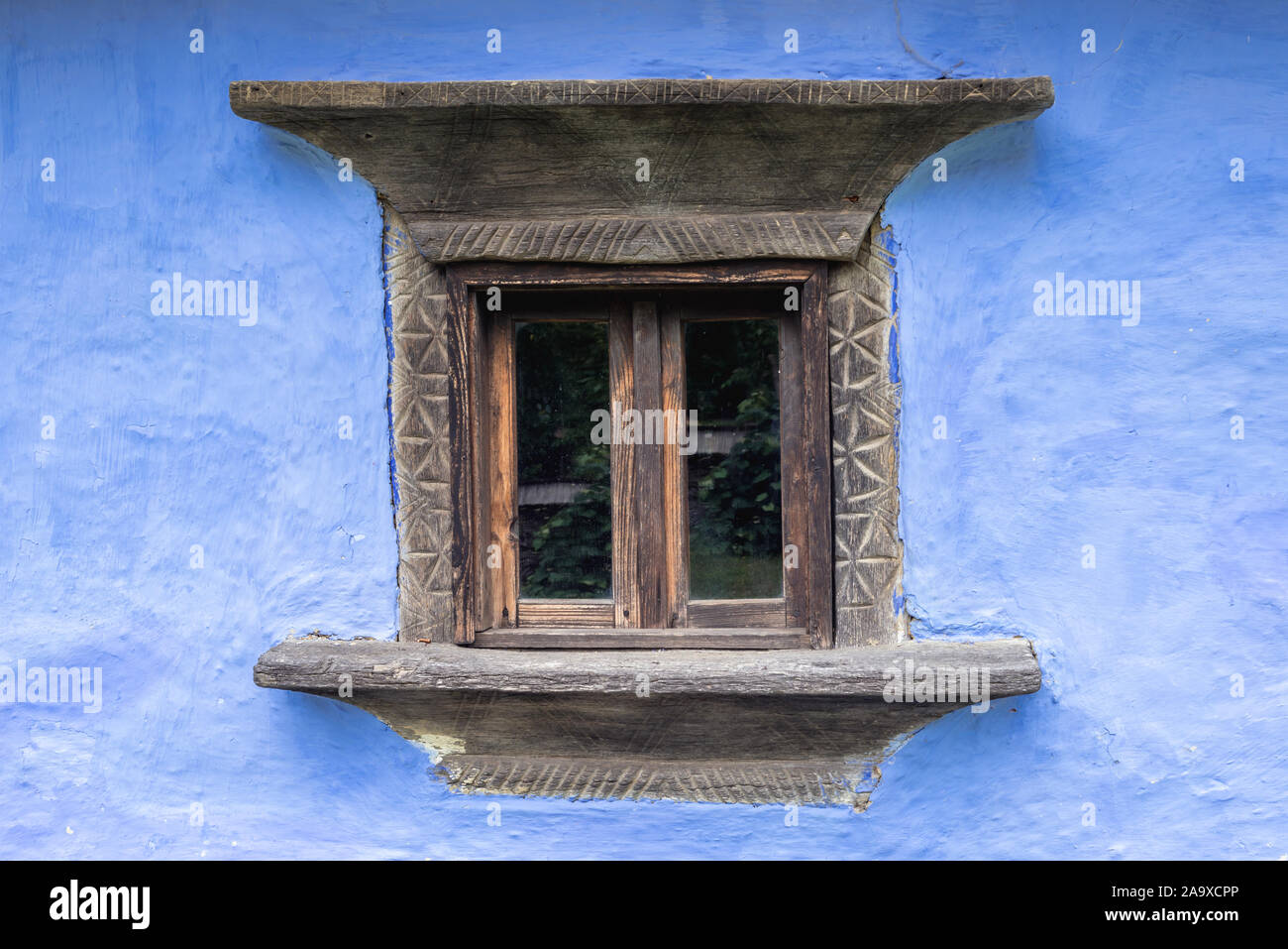 Dettagli di legno tradizionale e casa di argilla in Osa Village Museum Situato in città Negresti-Oas nella contea di Satu Mare nel nord-ovest della Romania Foto Stock