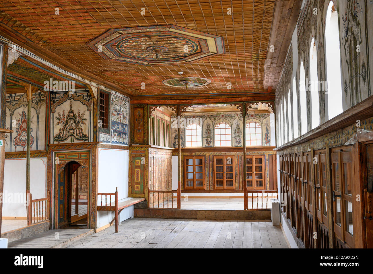 Decorazione di interni, degli inizi del XVIII cen. Tsiatsiara mansion, costruita in stile ottomano, che apparteneva alla Tsiatsiapas commercio delle pellicce famiglia. Kas Foto Stock