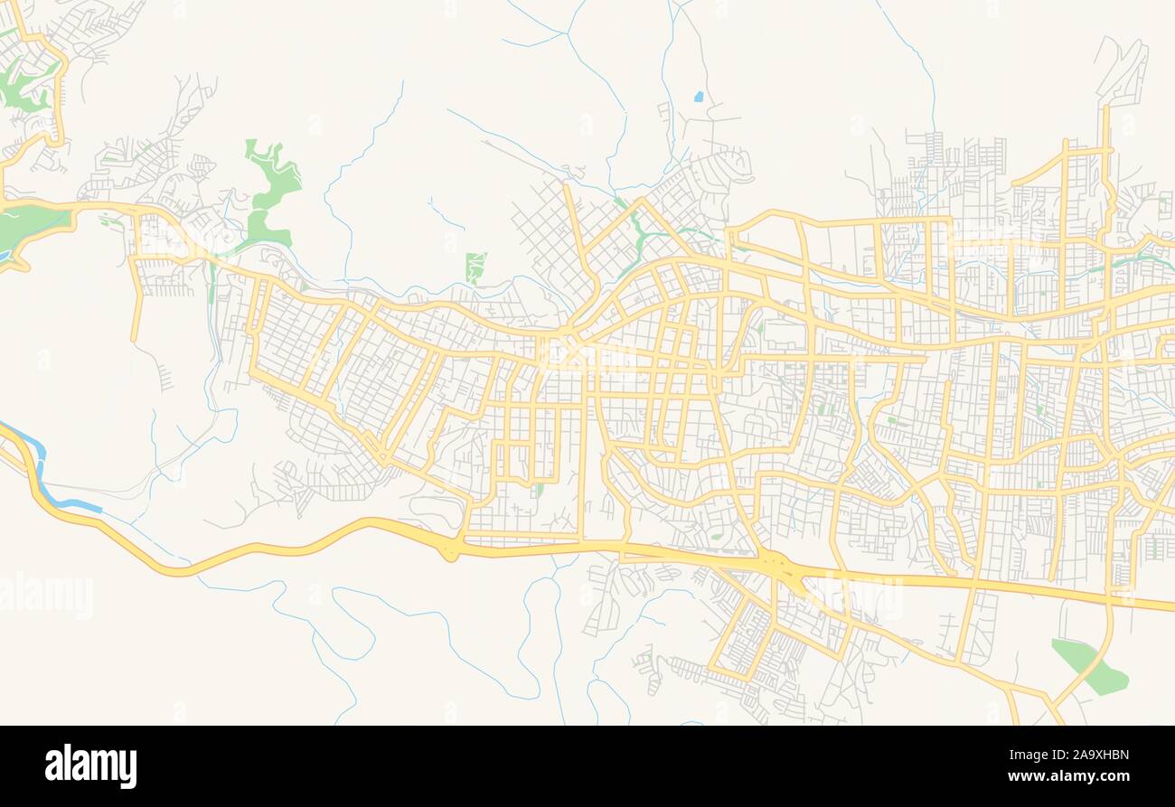 Versione stampabile cartina stradale di Quilpue, Cile. Mappa modello per uso aziendale. Illustrazione Vettoriale