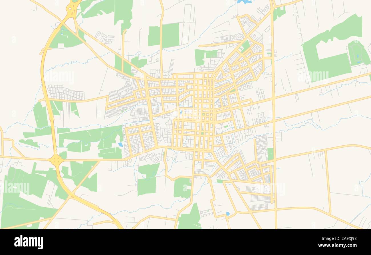 Versione stampabile cartina stradale di Los Angeles, Cile. Mappa modello per uso aziendale. Illustrazione Vettoriale