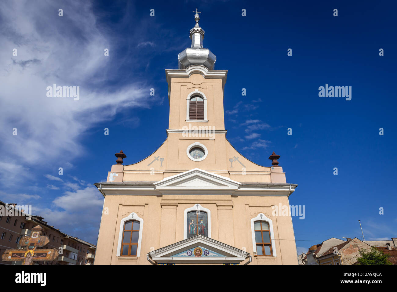 L elevazione della Santa Croce ucraino Chiesa ortodossa in Sighetu Marmatiei città in Maramures Contea del nord ovest della Romania Foto Stock