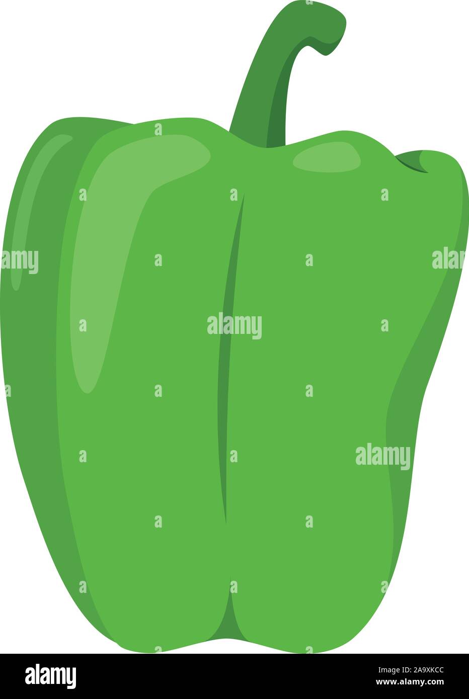 Illustrazione vettoriale di un divertente di peperone verde in stile cartoon. Illustrazione Vettoriale