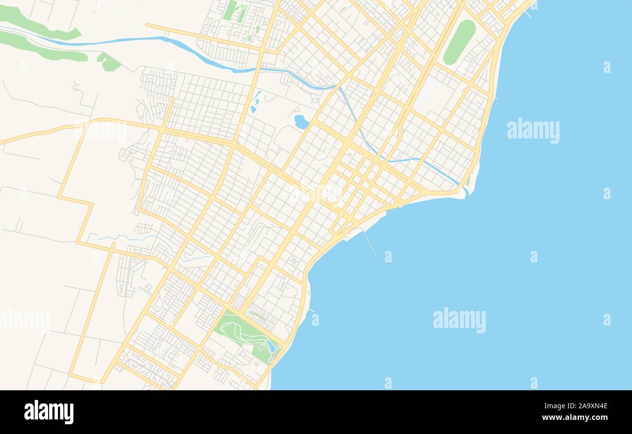 Versione stampabile cartina stradale di Punta Arenas, Cile. Mappa modello per uso aziendale. Illustrazione Vettoriale