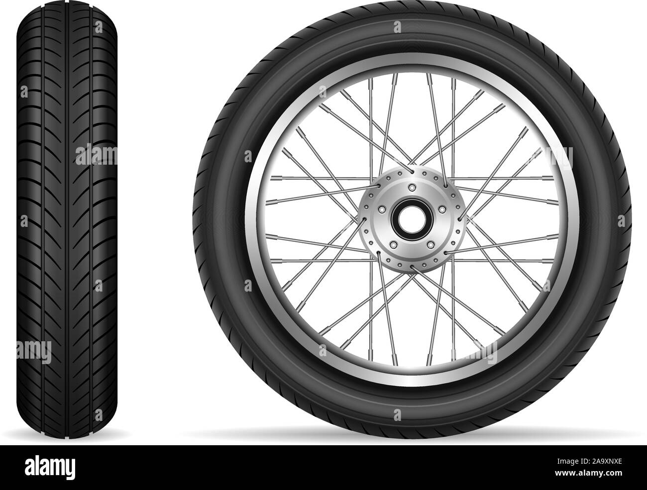 I pneumatici per motocicli isolati su sfondo bianco illustrazione vettoriale Illustrazione Vettoriale