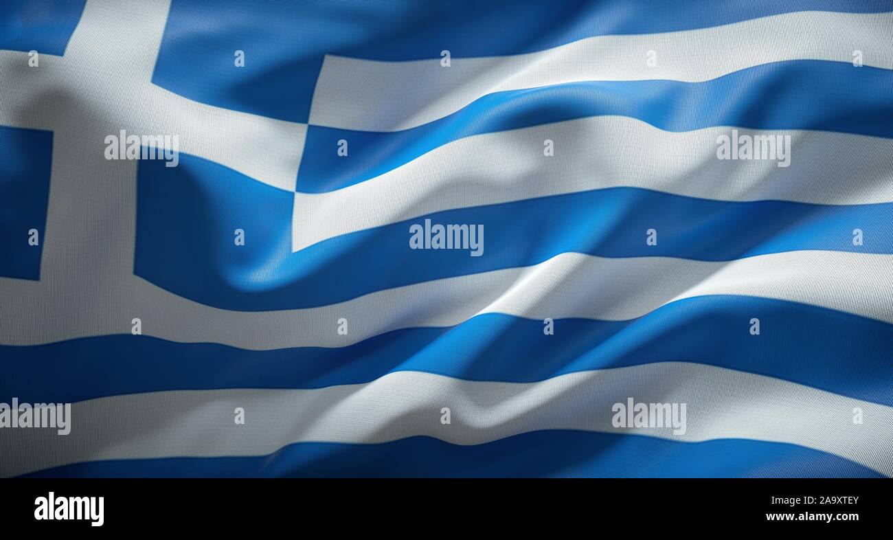 Bandiera Ufficiale della Repubblica ellenica. La Grecia. Foto Stock