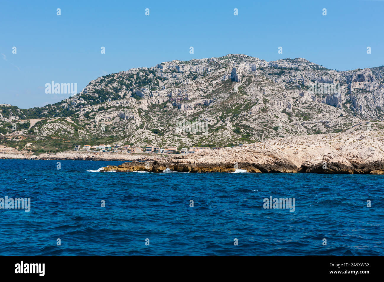 Calanchi Parco Nazionale, montane costa nel sud della Francia nei pressi di Marsiglia Foto Stock