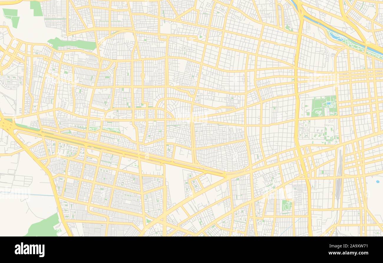 Versione stampabile cartina stradale di Lo Prado, Cile. Mappa modello per uso aziendale. Illustrazione Vettoriale