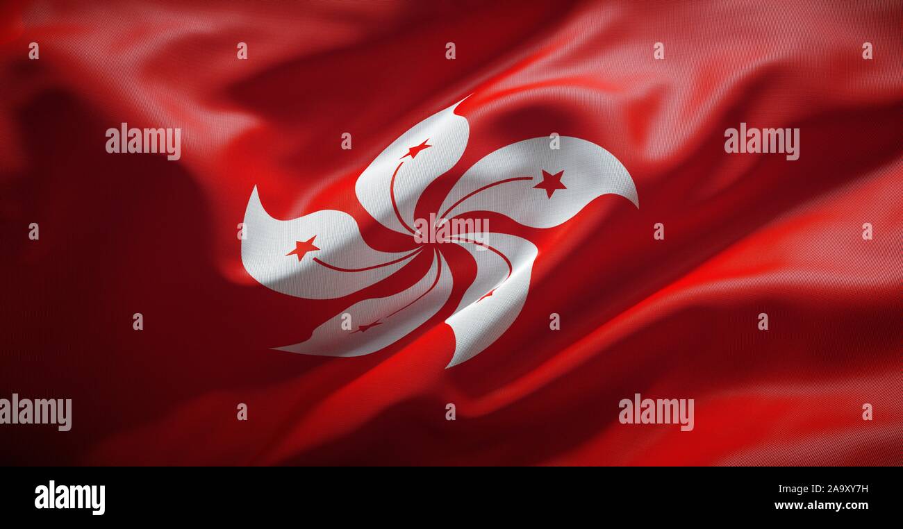 Hong Kong bandiera di panno reale. Foto Stock