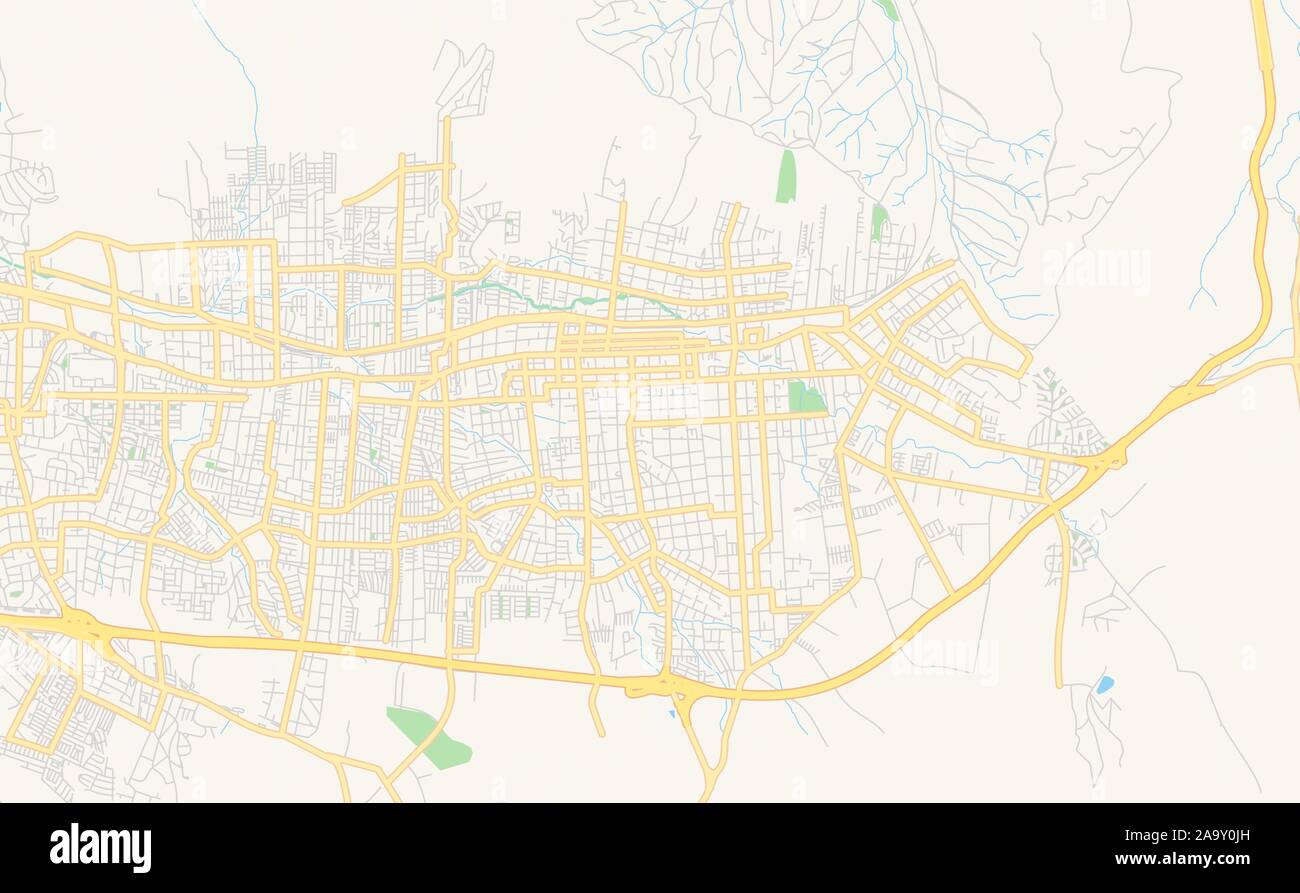 Versione stampabile cartina stradale di Villa Alemana, Cile. Mappa modello per uso aziendale. Illustrazione Vettoriale