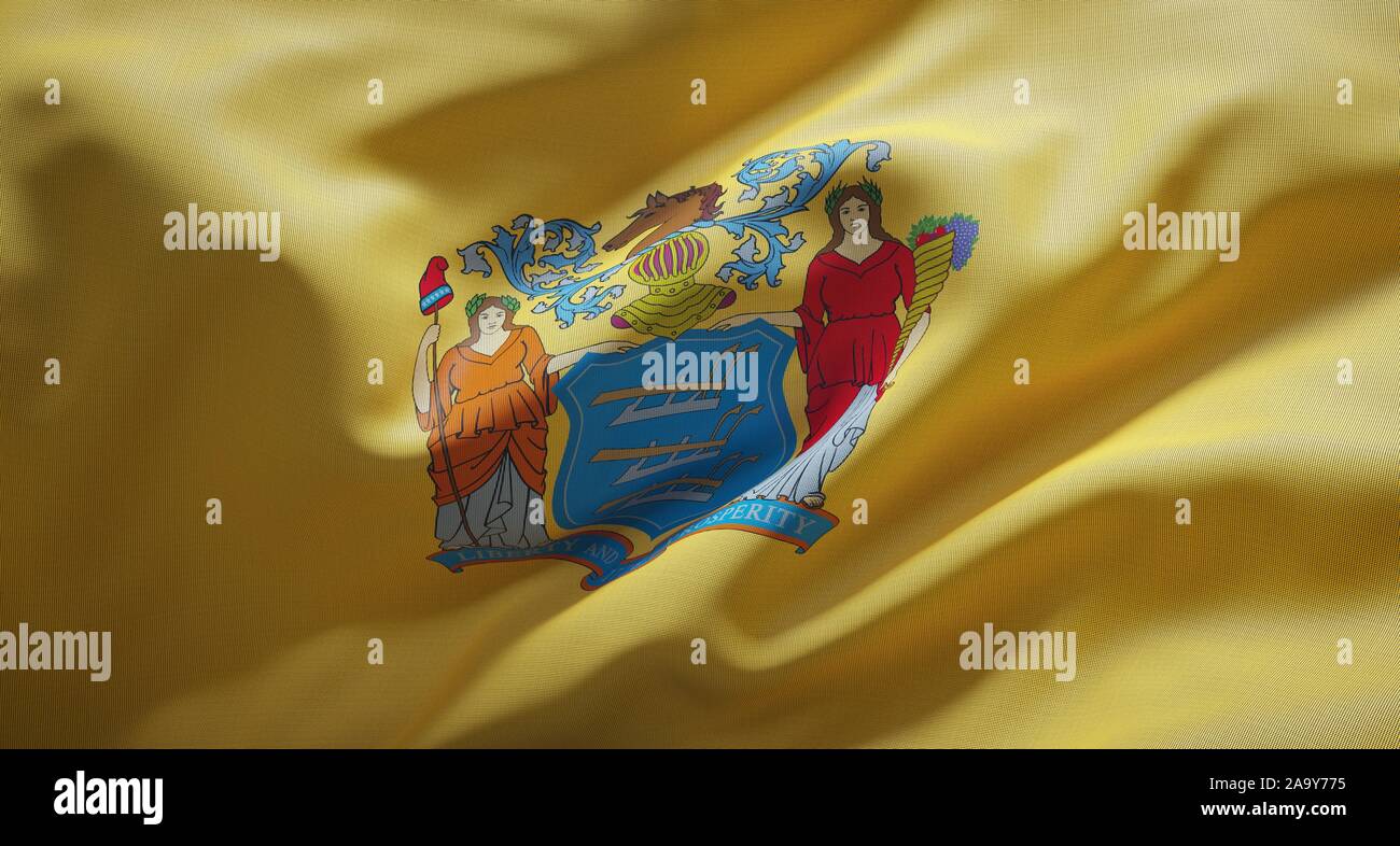 Bandiera Ufficiale dello Stato del New Jersey. Stati Uniti d'America. Foto Stock