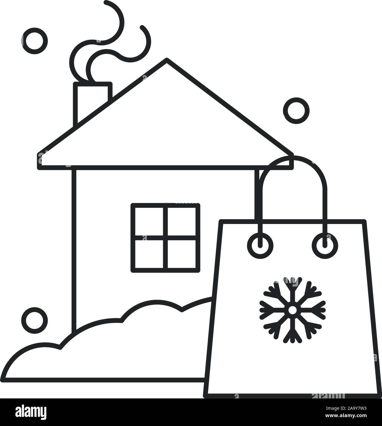 Felice Natale casa con la tempesta di neve Illustrazione Vettoriale
