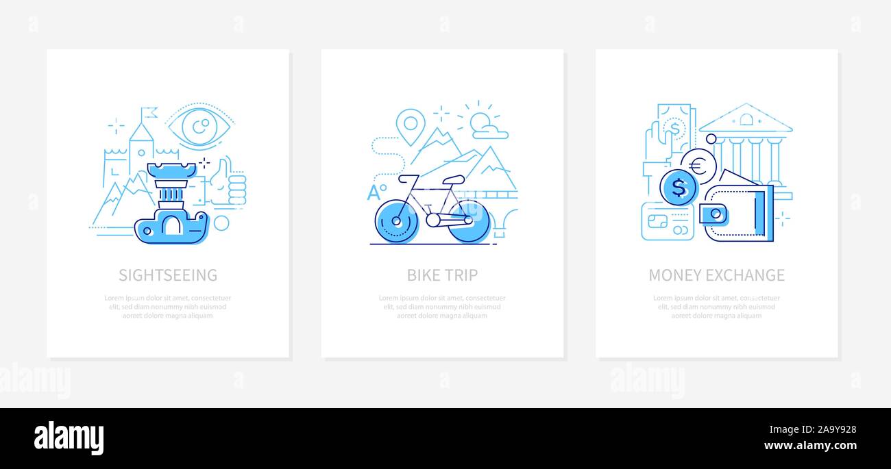 Vacanze e viaggi - linea uno stile di design banner Illustrazione Vettoriale