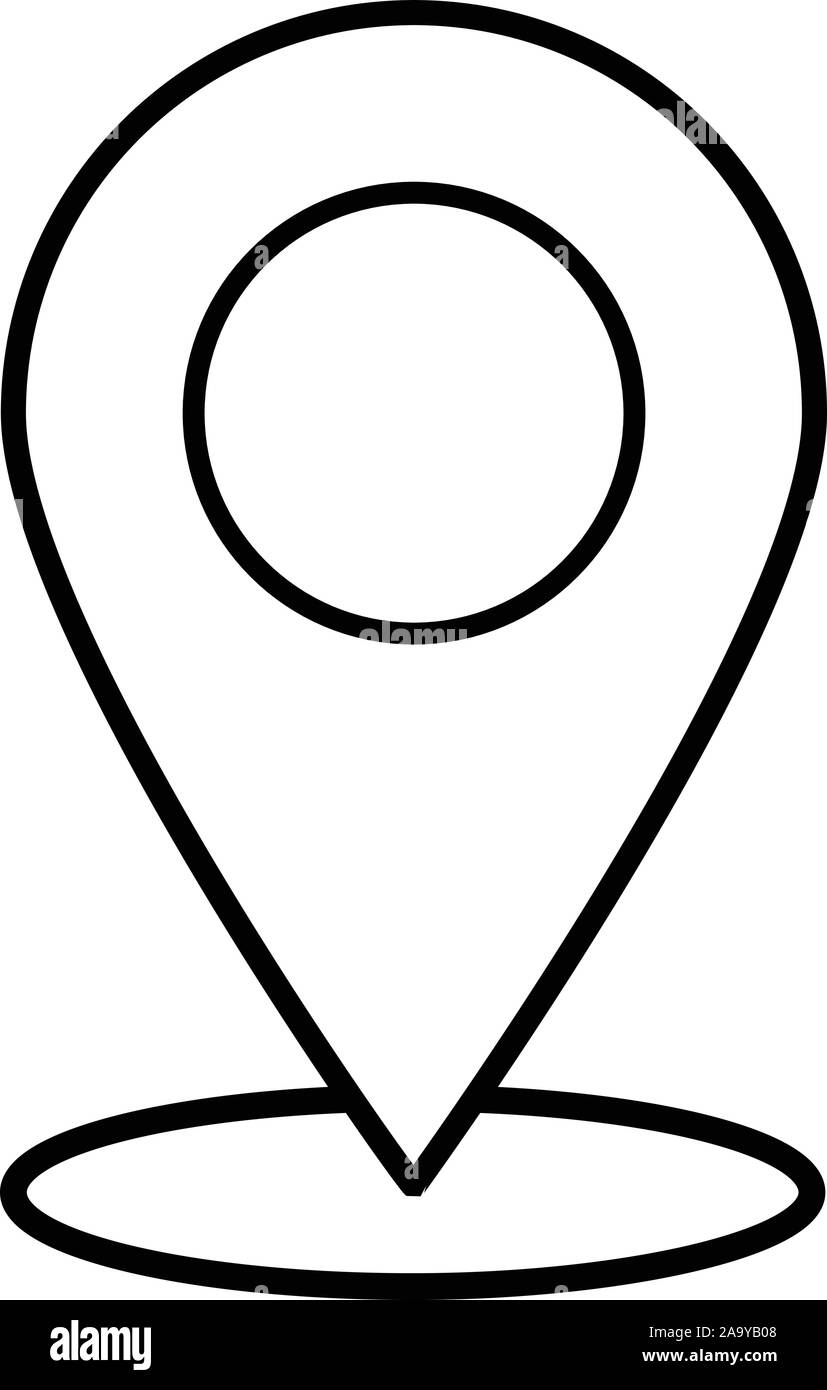 Icona della puntina su sfondo bianco in stile appartamento. Icona Navigazione per il vostro web site design, logo, app, UI. simbolo del puntatore. Posizione segno. Illustrazione Vettoriale