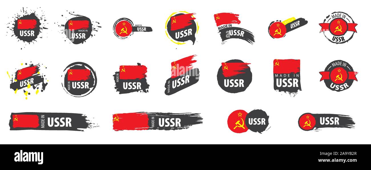 Set di vettore di flag di URSS su sfondo bianco Illustrazione Vettoriale