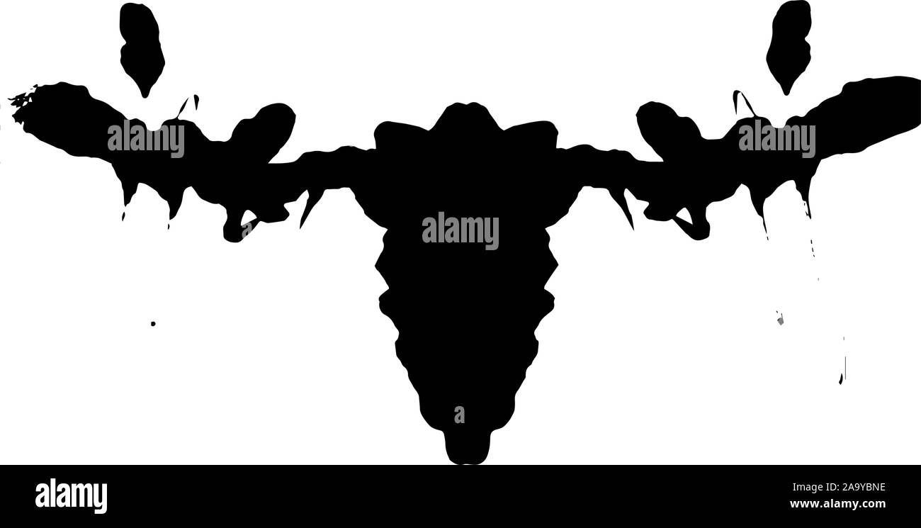 Rorschach inkblot test illustrazione simmetrica casuale astratto di inchiostro macchie di inchiostro. Illustrazione Vettoriale