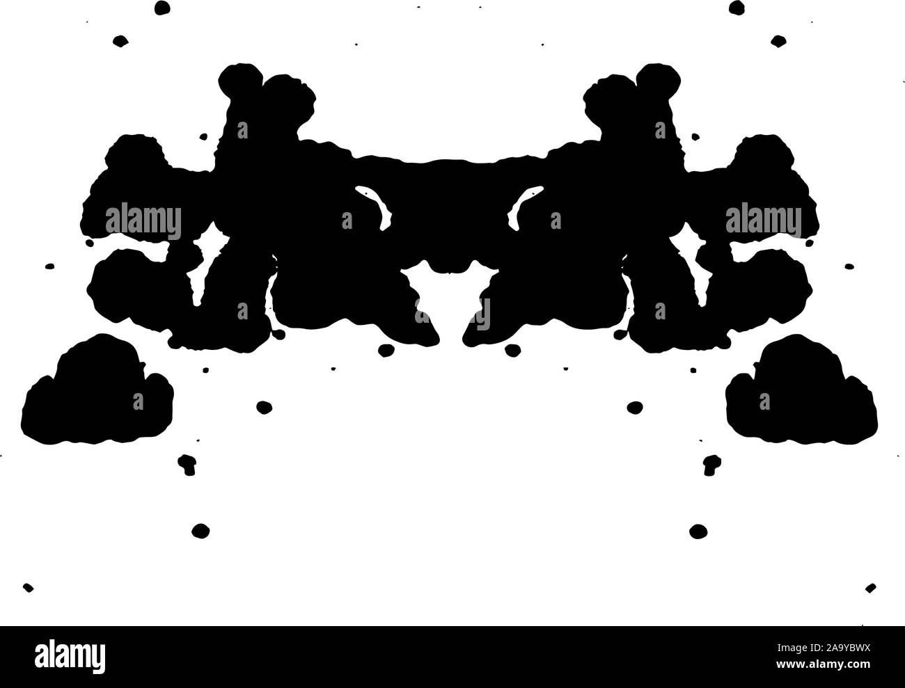 Rorschach inkblot test illustrazione simmetrica casuale astratto di inchiostro macchie di inchiostro. Illustrazione Vettoriale