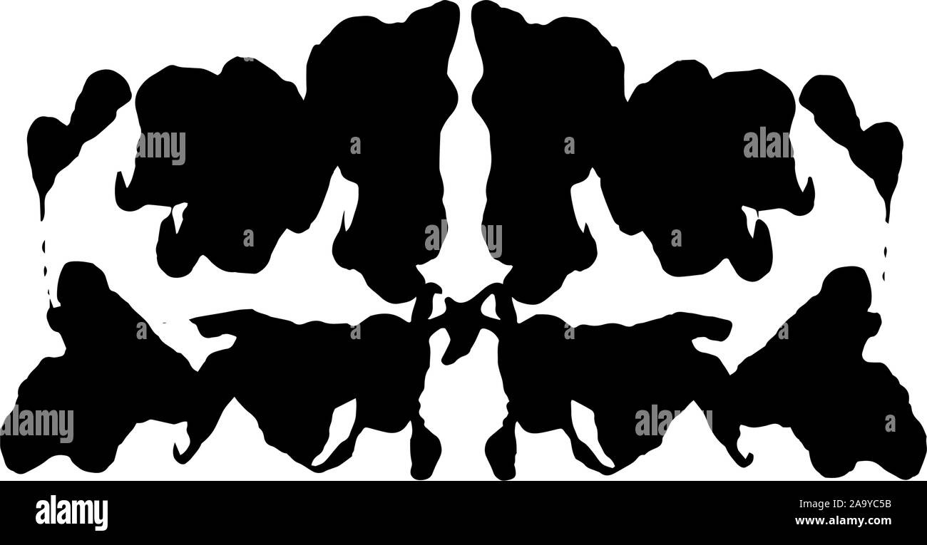 Rorschach inkblot test illustrazione simmetrica casuale astratto di inchiostro macchie di inchiostro. Illustrazione Vettoriale