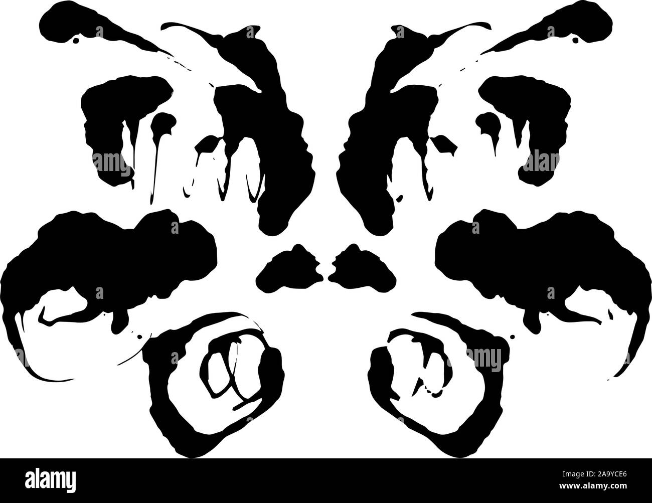 Rorschach inkblot test illustrazione simmetrica casuale astratto di inchiostro macchie di inchiostro. Illustrazione Vettoriale