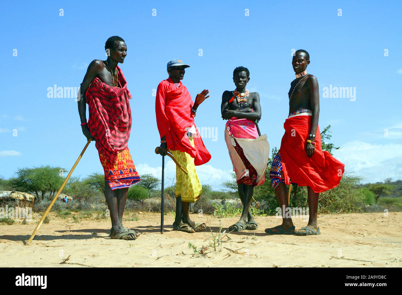 Afrika, Vier Samburu Maenner aus Nordkenia, Foto Stock