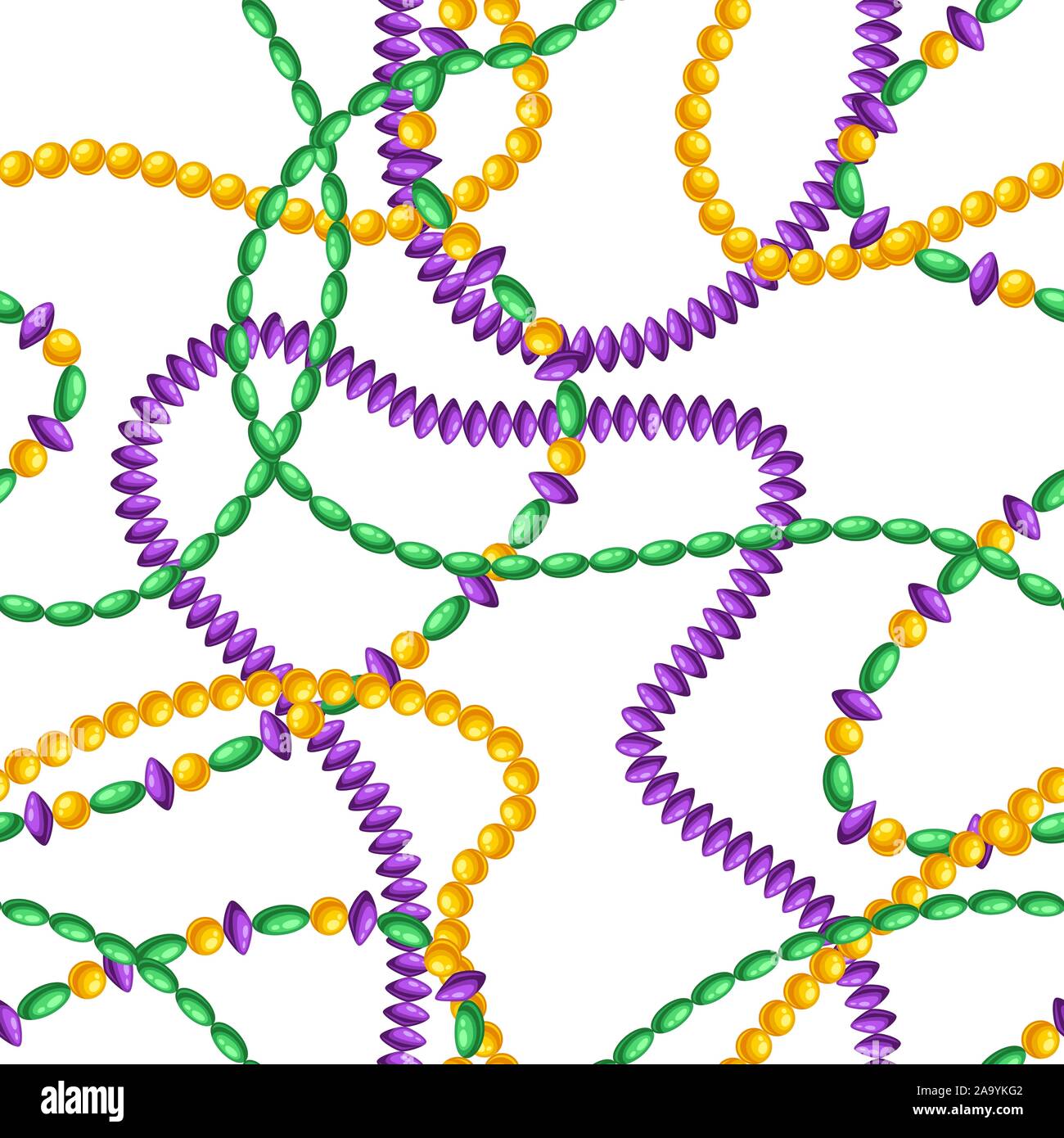 Modello senza cuciture con perline in Mardi Gras colori. Illustrazione Vettoriale