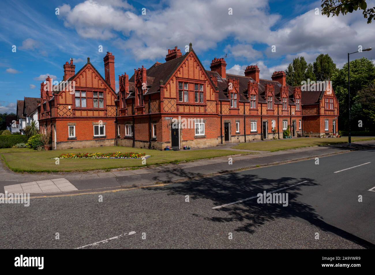 Case in Port Sunlight Merseyside, costruito da Lord Leverhulme per alloggiare gli operai per la sua fabbrica di sapone Foto Stock