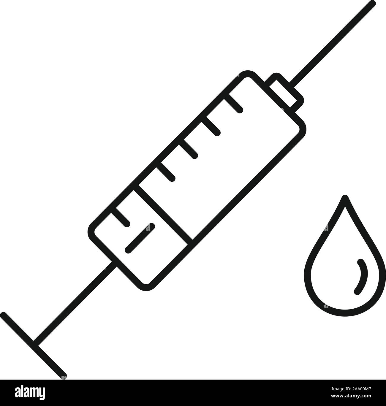 Siringa di farmaco dipendenza icona. Profilo di siringa di farmaco dipendenza icona vettoriali per il web design isolato su sfondo bianco Illustrazione Vettoriale