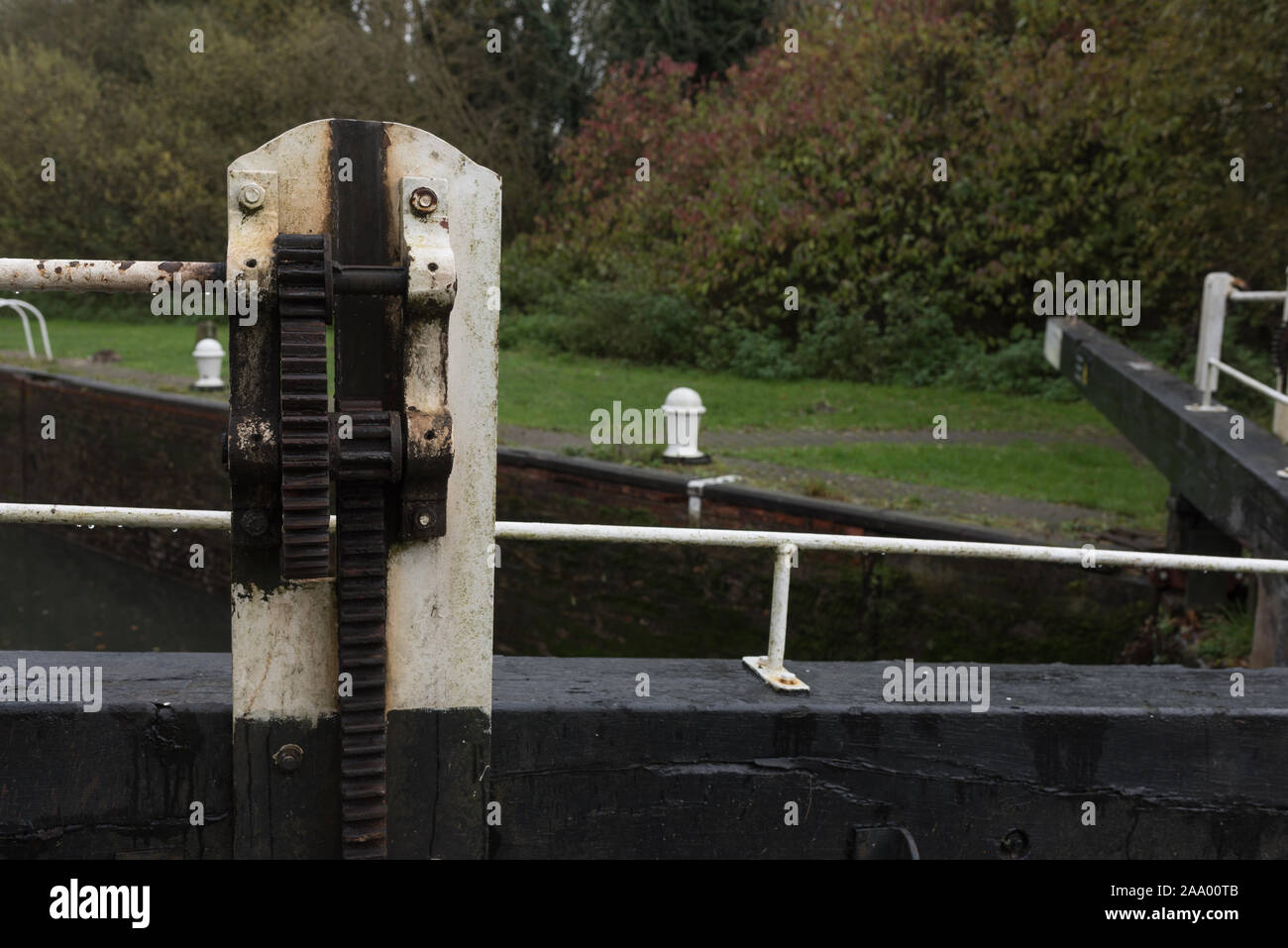 Ingranaggi per bloccare sul canal close up Foto Stock