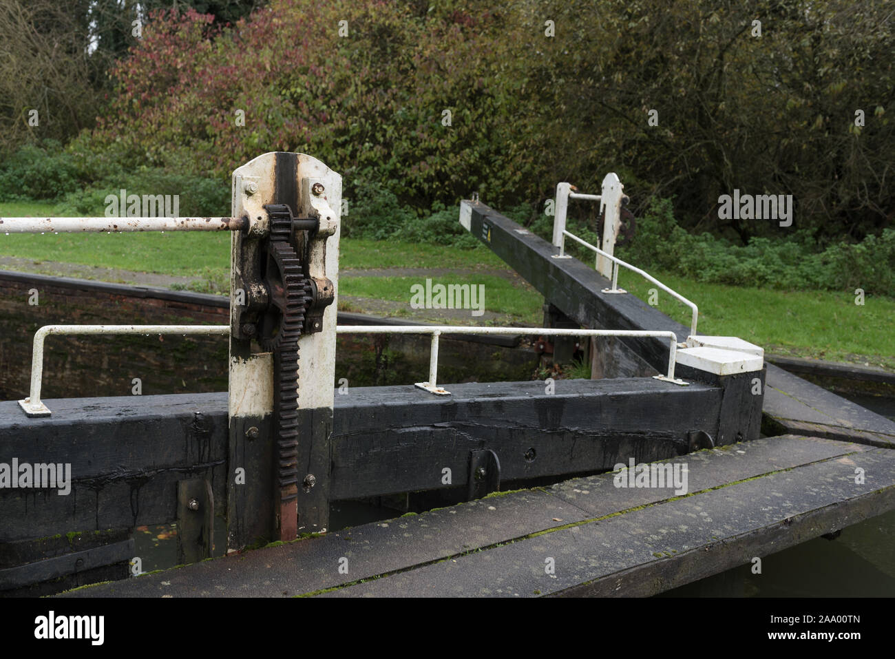 Ingranaggi per bloccare sul canal close up Foto Stock