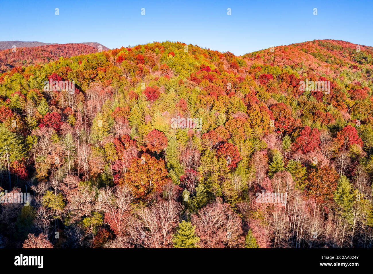 Vista aerea del tramonto in Georgia le montagne in Dahlonega Foto Stock
