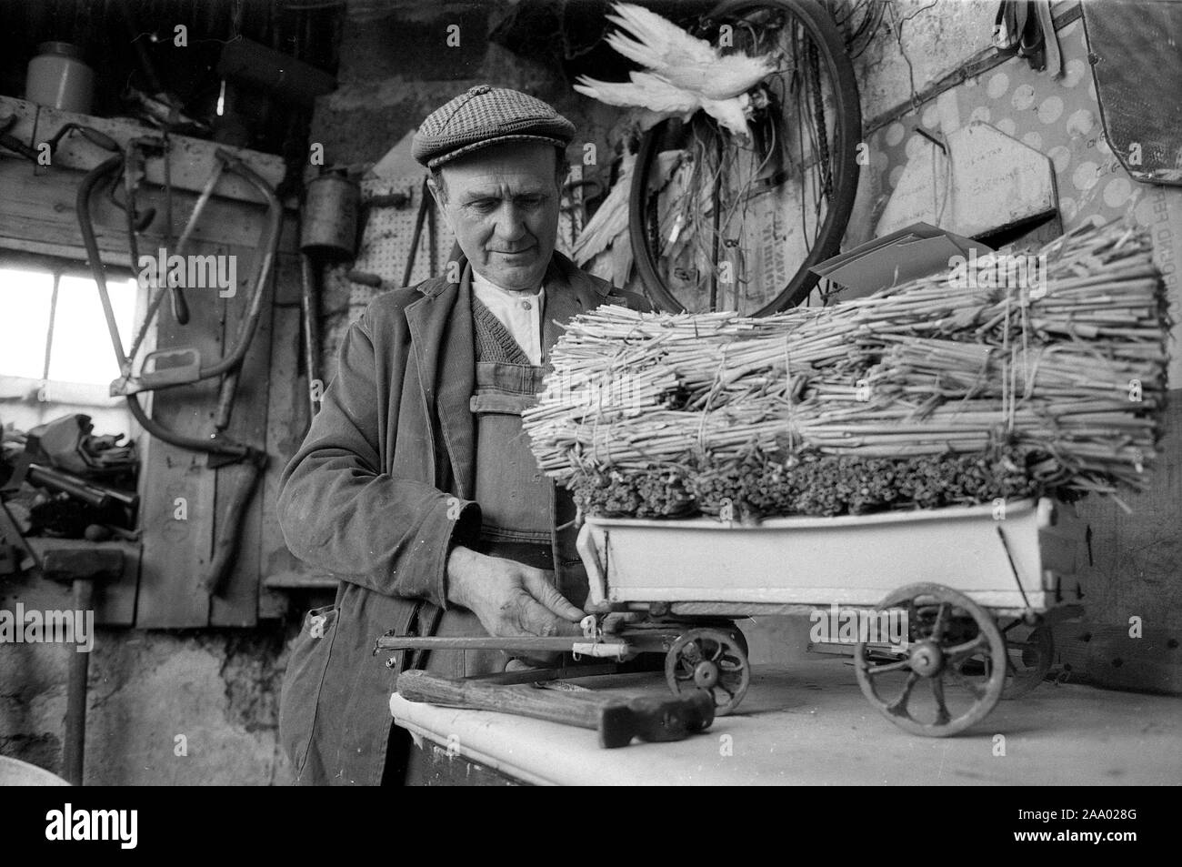 Artigiano modellista nella sua officina North Yorkshire 1986 Foto Stock