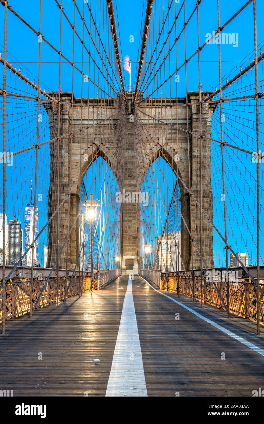 Ponte di Brooklyn, Brooklyn, New York, Stati Uniti d'America Foto Stock