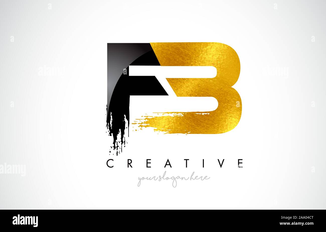 Lettera di FB Design con pennello e moderno aspetto 3D illustrazione vettoriale. Illustrazione Vettoriale
