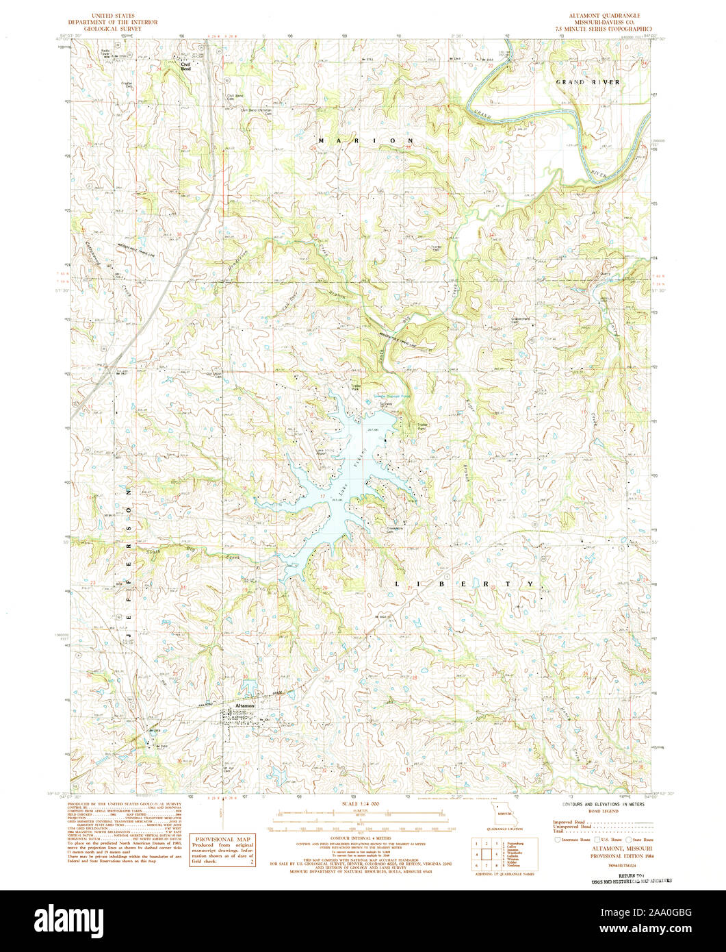 USGS TOPO Map Missouri MO Altamont 321832 1984 24000 Restauro Foto Stock
