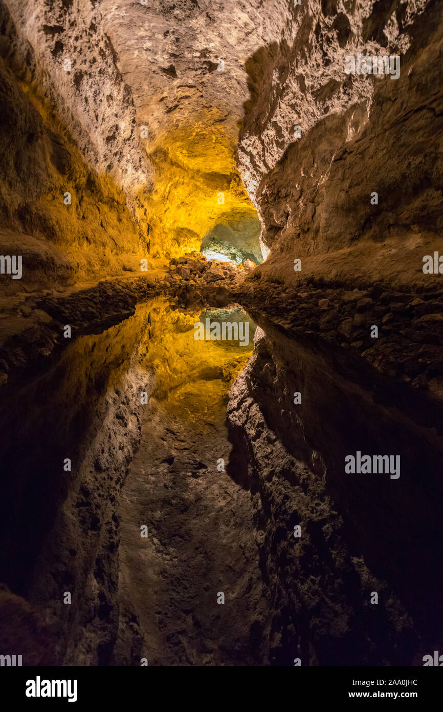 Cueva de Los Verdes, Grotte Lanzarote Foto Stock