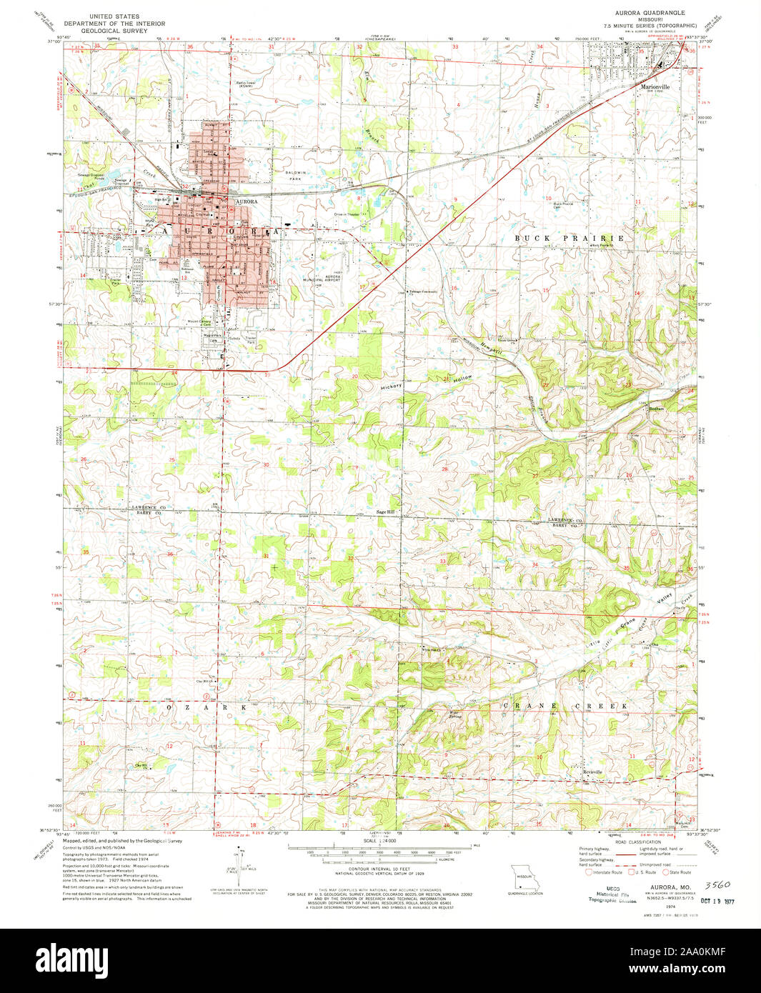 Mappa di aurora missouri immagini e fotografie stock ad alta