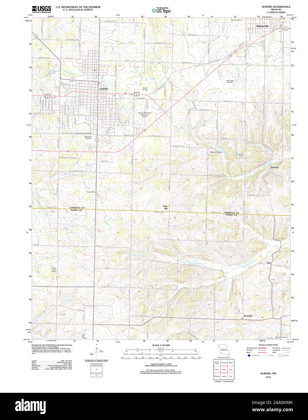 Mappa di aurora missouri immagini e fotografie stock ad alta