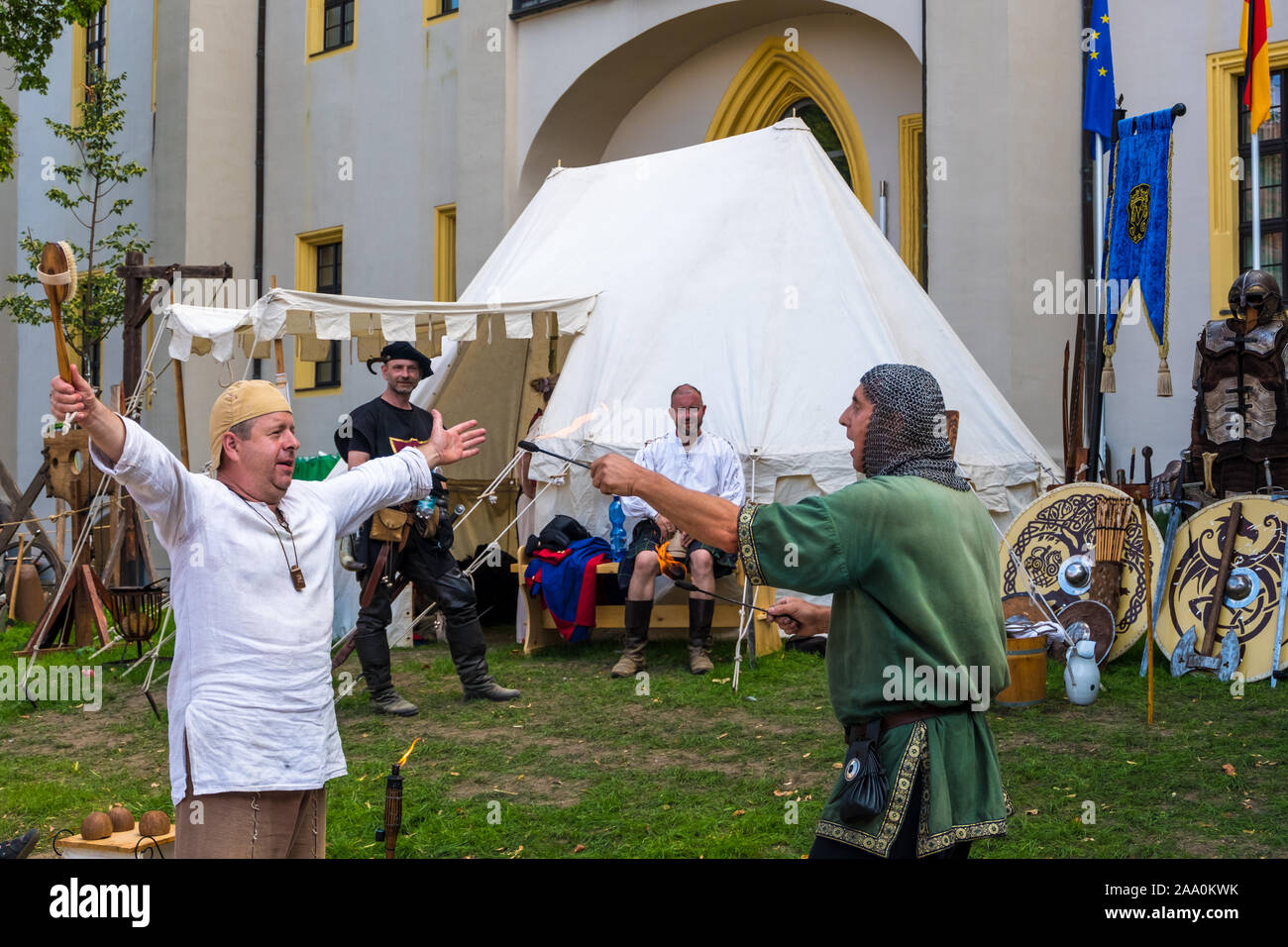 Bautzen, Germania - 1 Settembre 2019: ricostruzione storica presso la Old Town Festival a Bautzen, Alta Lusazia sassone, Germania Foto Stock