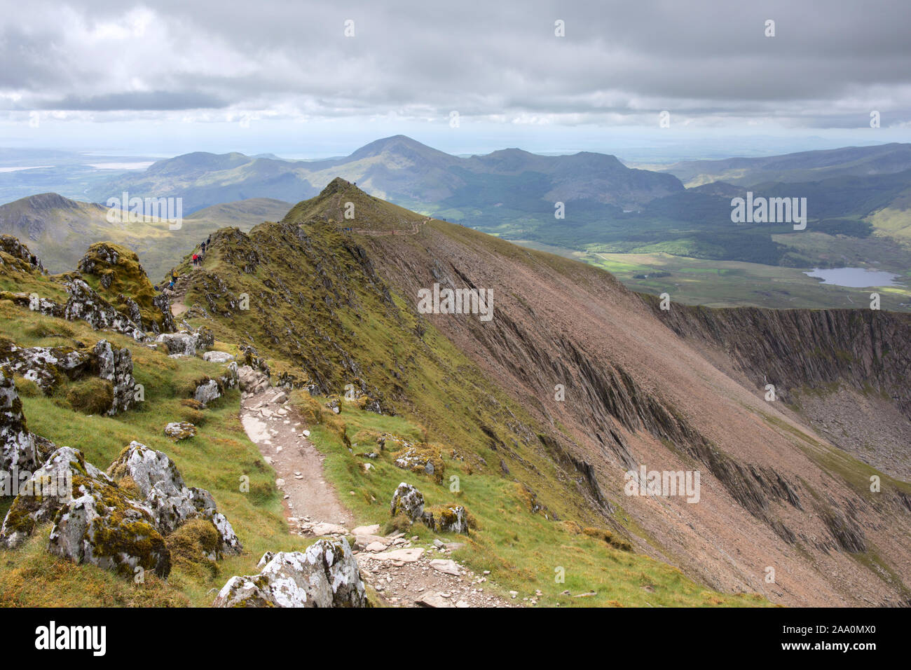 Snowdon Ridge, il Parco Nazionale di Snowdonia, Wales, Regno Unito Foto Stock
