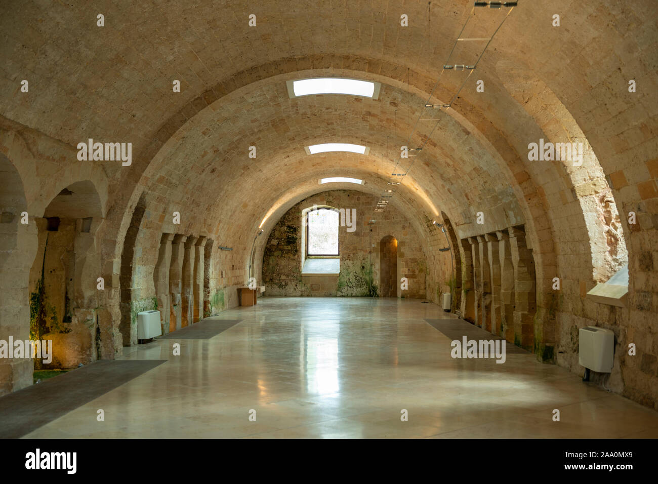 Interni del Castello de' Monti a Corigliano d'Otranto in Puglia (Puglia) nel Sud Italia Foto Stock