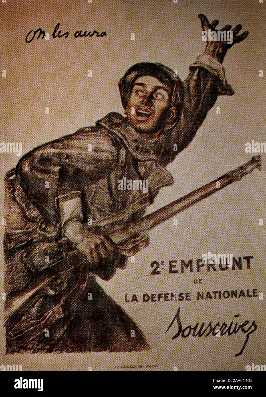 Una guerra mondiale una assunzione francese poster da 1917 , utilizzando il termine 'On les aura' o 'avremo loro'. Foto Stock
